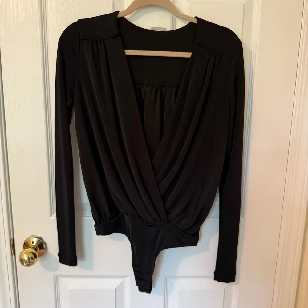 Free People Women’s Black Silky Bodysuit